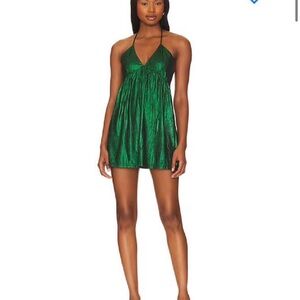 Superdown Shimmering Green Mini Dress